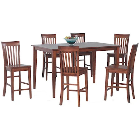 7-Piece Butterfly Leaf Pub Table & Schoolhouse Stool Set